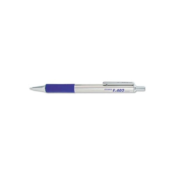 Zebra Pen Zebra F402 Ballpoint Retractable Pen, Blue Ink, Fine 29220